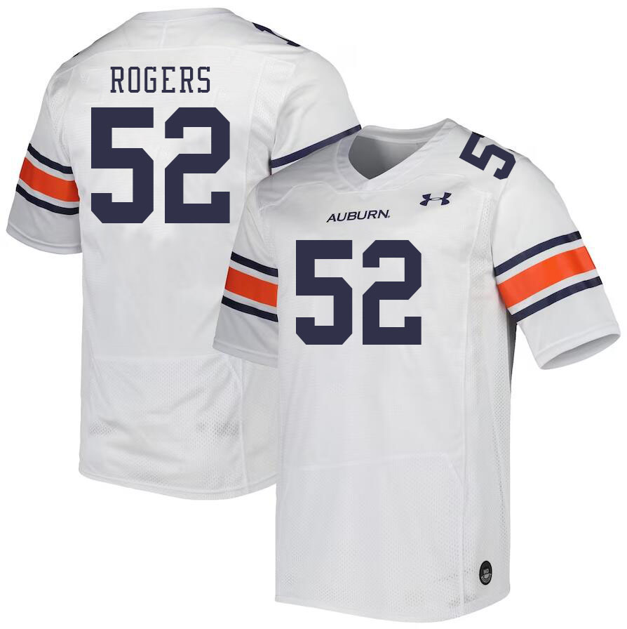 Men #52 Justin Rogers Auburn Tigers College Football Jerseys Stitched Sale-White - Click Image to Close